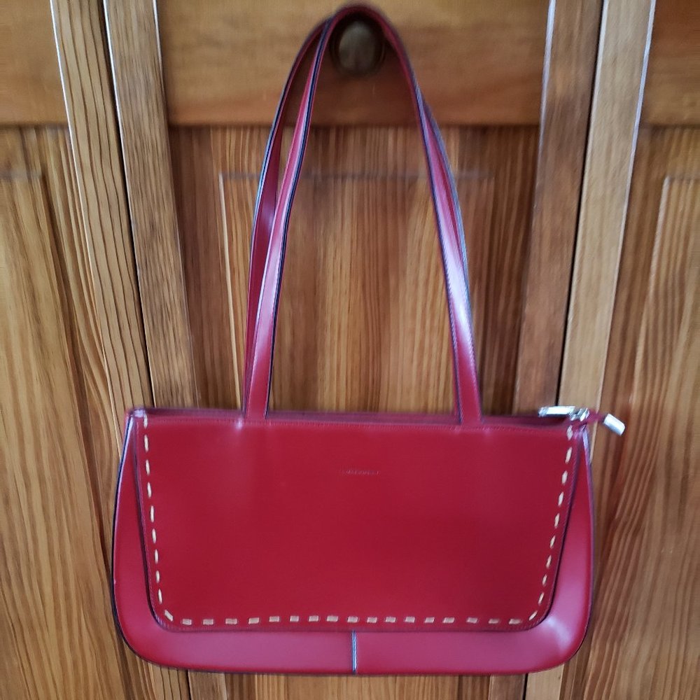 DAVID JONES red leather handbag